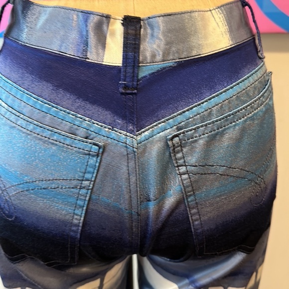 Moschino Jeans Stretch Satin Blue White Pants The Nanny - Picture 7 of 11